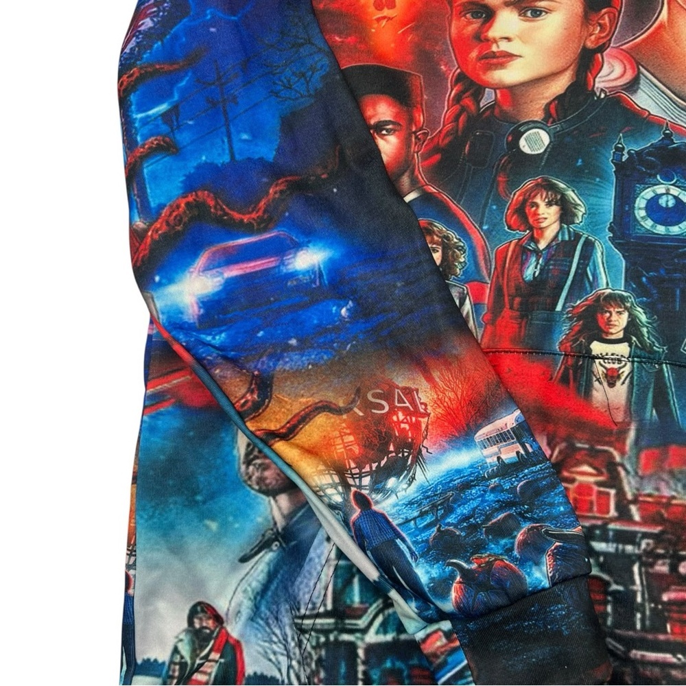 Stranger Things 3 Eleven Retro 80s All Over Print Unisex Hoodie Mens Large Style - Picture 4 of 8